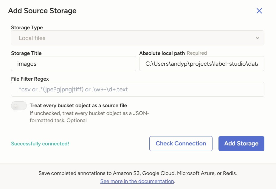 Adding source storage succesfully