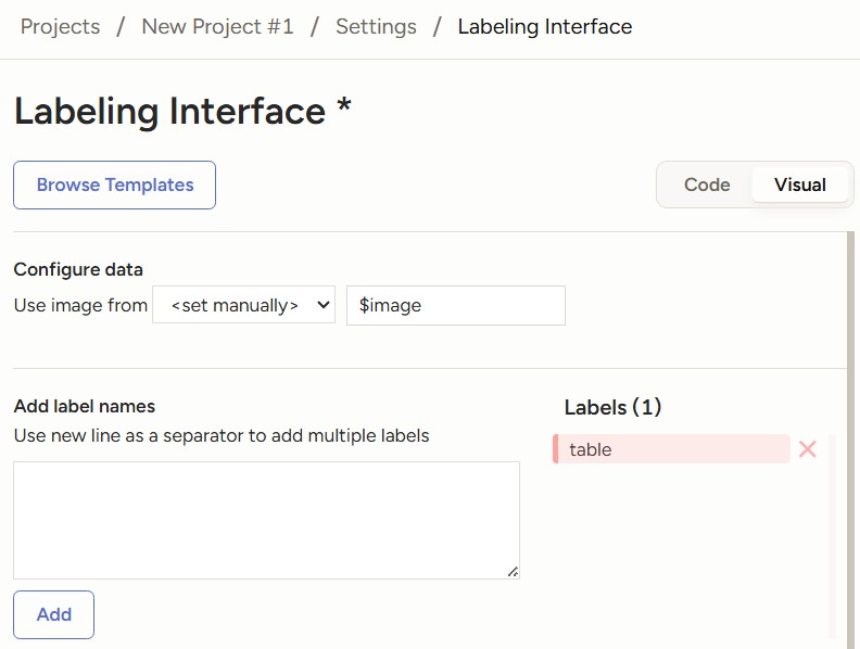 Labeling interface for table detection