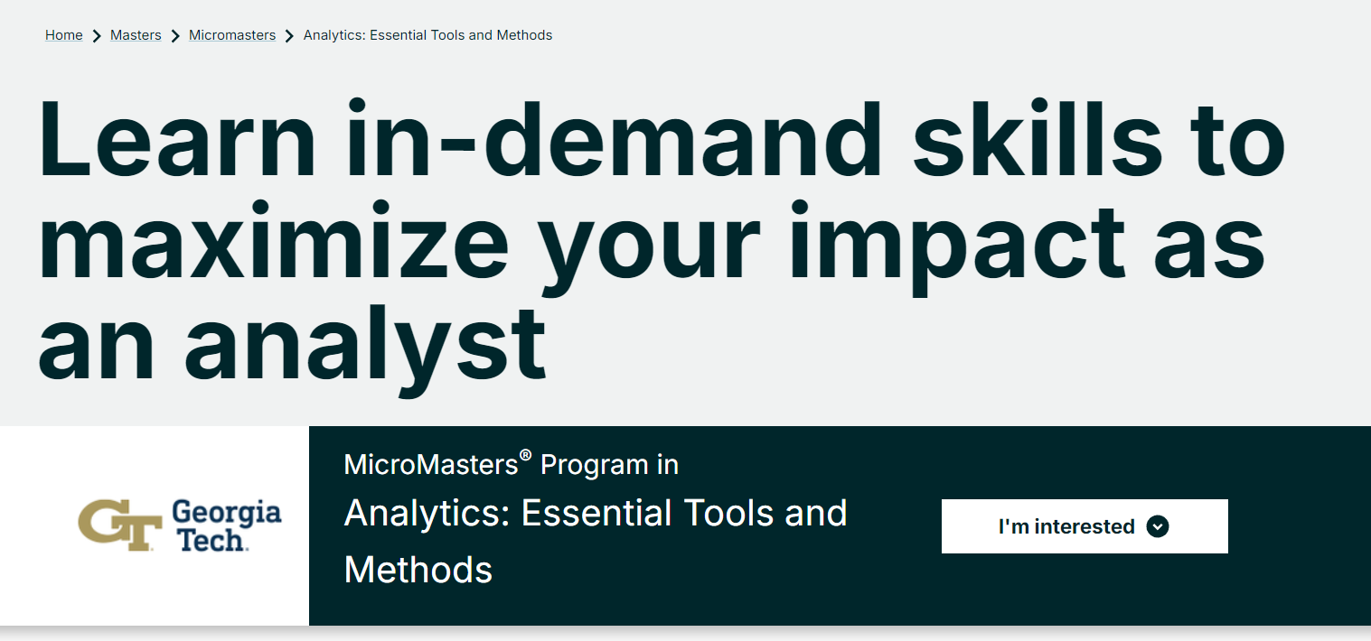 Screen capture of the MM program on edX